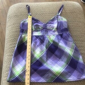 Arizona Jean Company Purple and Green Plaid Camisole